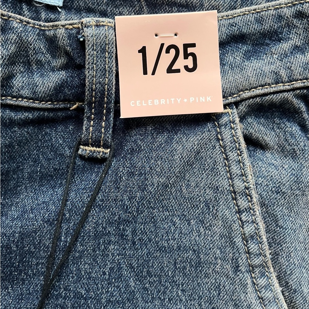Celebrity Pink Faded Blue Denim Jeans with Contrast Stitching